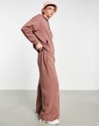 Asos Design Coordinating Oversized Wide Leg Sweatpants In Washed Brown