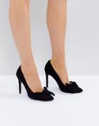 Truffle Collection Bow Trim Point High Heels - Black