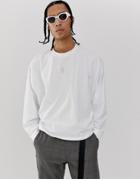 Asos Design Oversized Cropped Long Sleeve T-shirt In White - White