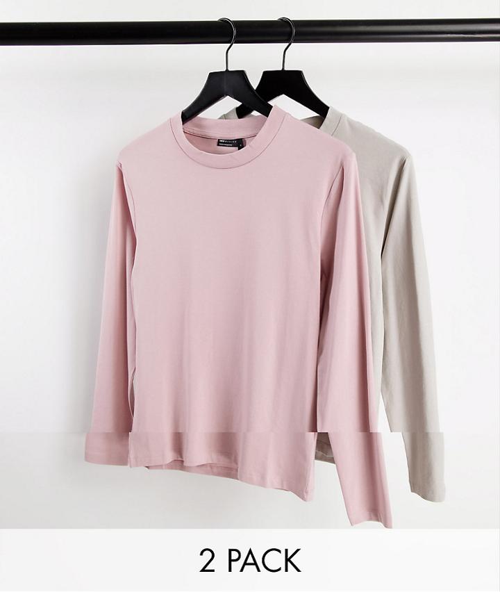 Asos Design 2-pack Muscle Fit Long Sleeve T-shirt-multi