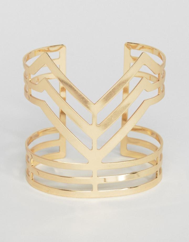 Ruby Rocks Structured Cuff Bracelet - Gold