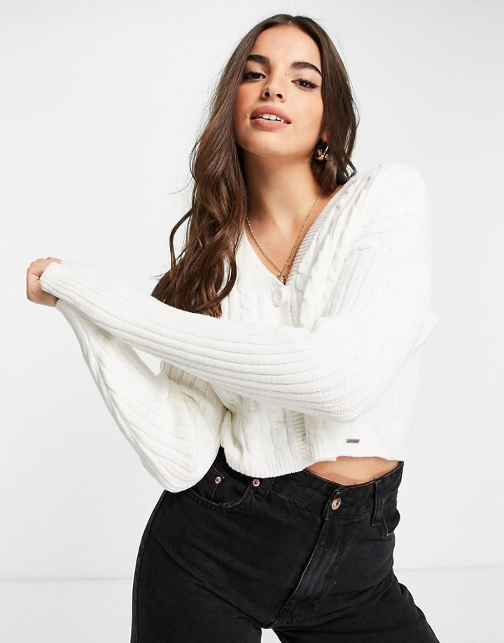 Hollister Balloon Sleeve Cardigan In White