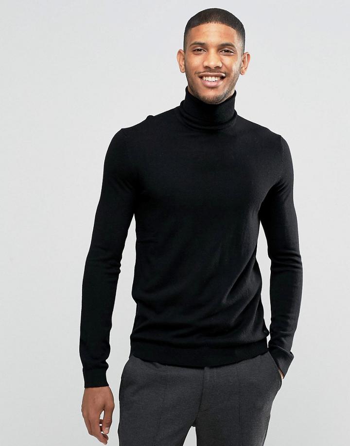 Minimum Thad Merino Roll Neck Jumper - Black