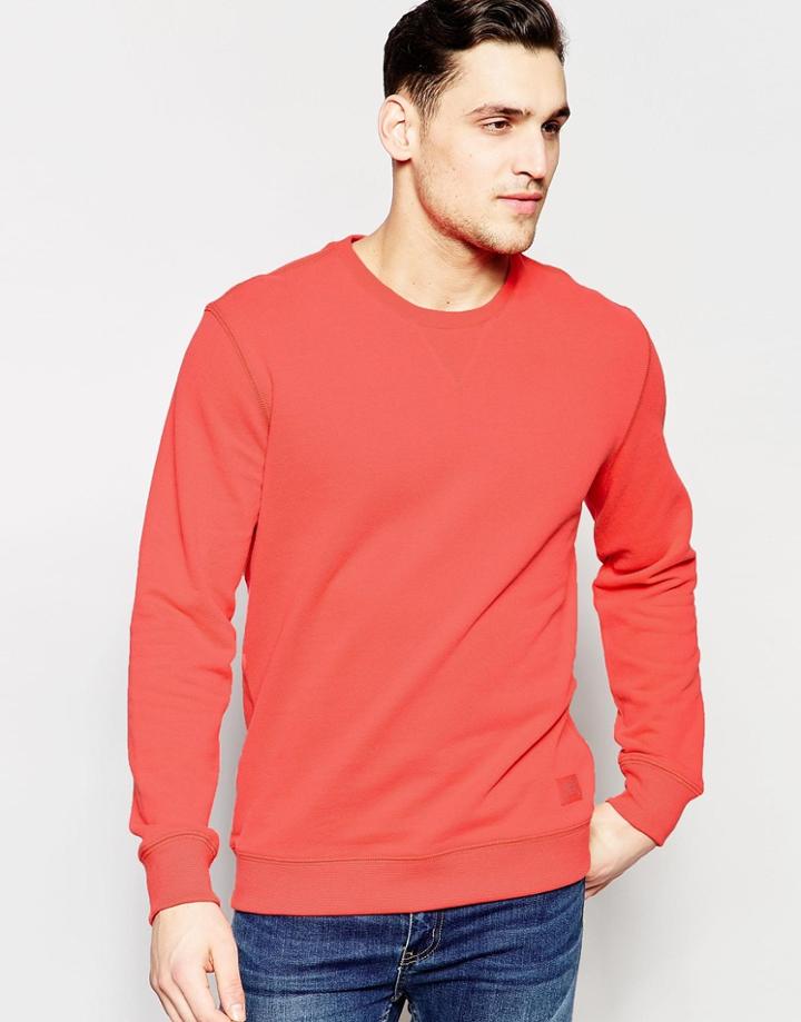 Lee Crew Sweatshirt Loopback Fleece In Red - Paprika