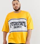 Asos Design Plus Oversized T-shirt With City Print In Color Block Panel-orange