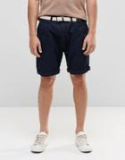 Esprit Chino Shorts With Woven Belt - Navy