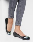 Vivienne Westwood For Melissa Wing Logo Flat Shoes In Black