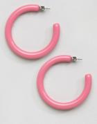 Monki Neon Stud Hoop Earrings - Pink
