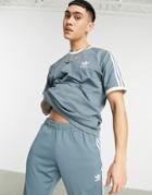 Adidas Originals Adicolor Three Stripe T-shirt Set In Teal Green