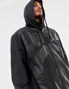 Love Moschino Zip Thru Hooded Printed Jacket - Black