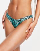 New Look Bikini Bottom In Blue Animal Print-blues