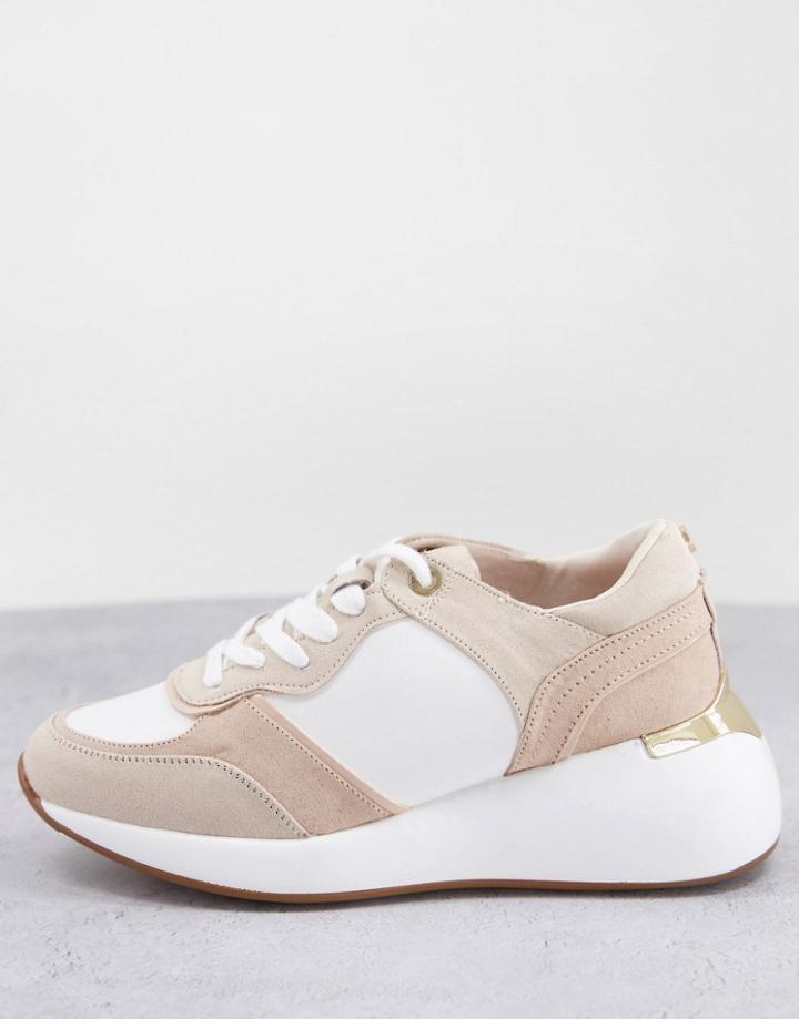 London Rebel Chunky Runner Sneakers In Beige Mix-neutral