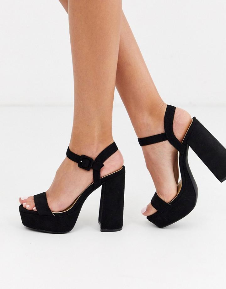 Raid Merida Black Suede Platform Sandals