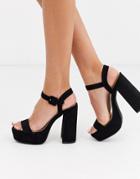 Raid Merida Black Suede Platform Sandals