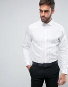Asos Regular Fit Stretch Sateen Dress Shirt With Pleat Detail And Cuta