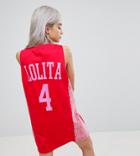 Asos Petite Lace Insert Sleeveless Baseball T-shirt Dress - Red