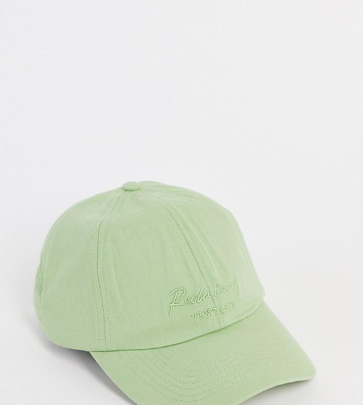 Reclaimed Vintage Inspired Cap With Logo Embroidery In Washed Green