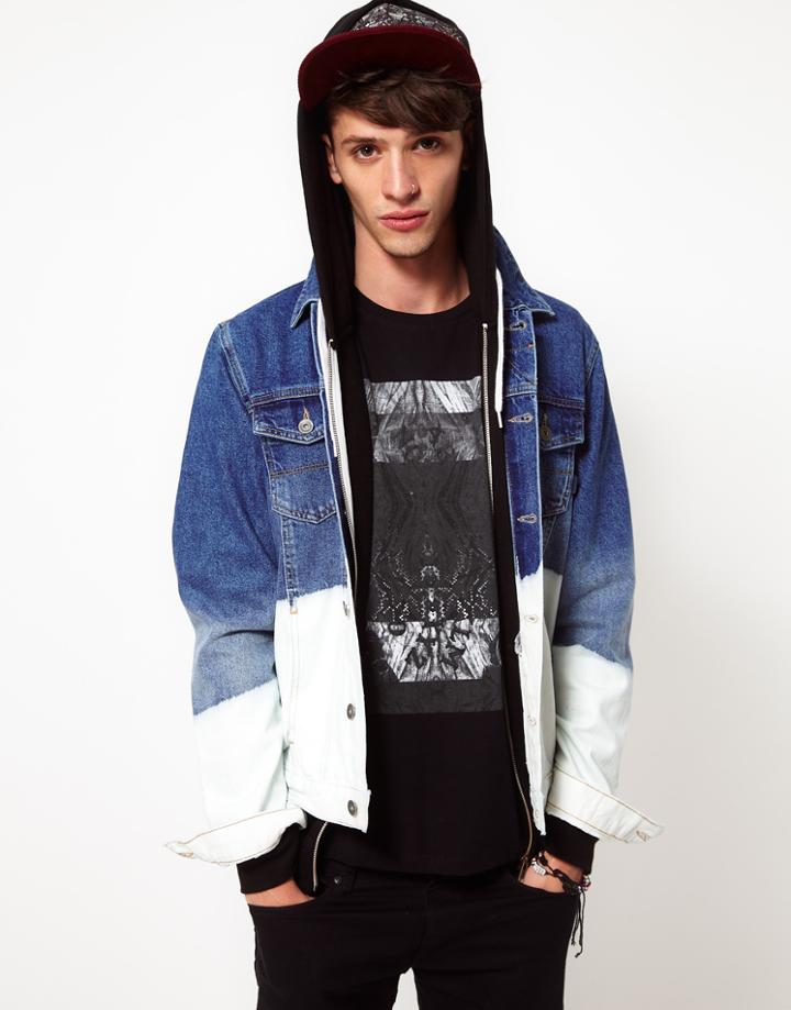 Asos Denim Jacket With Dip Dye Bleach