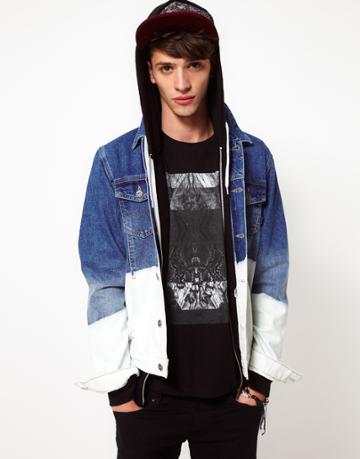 Asos Denim Jacket With Dip Dye Bleach
