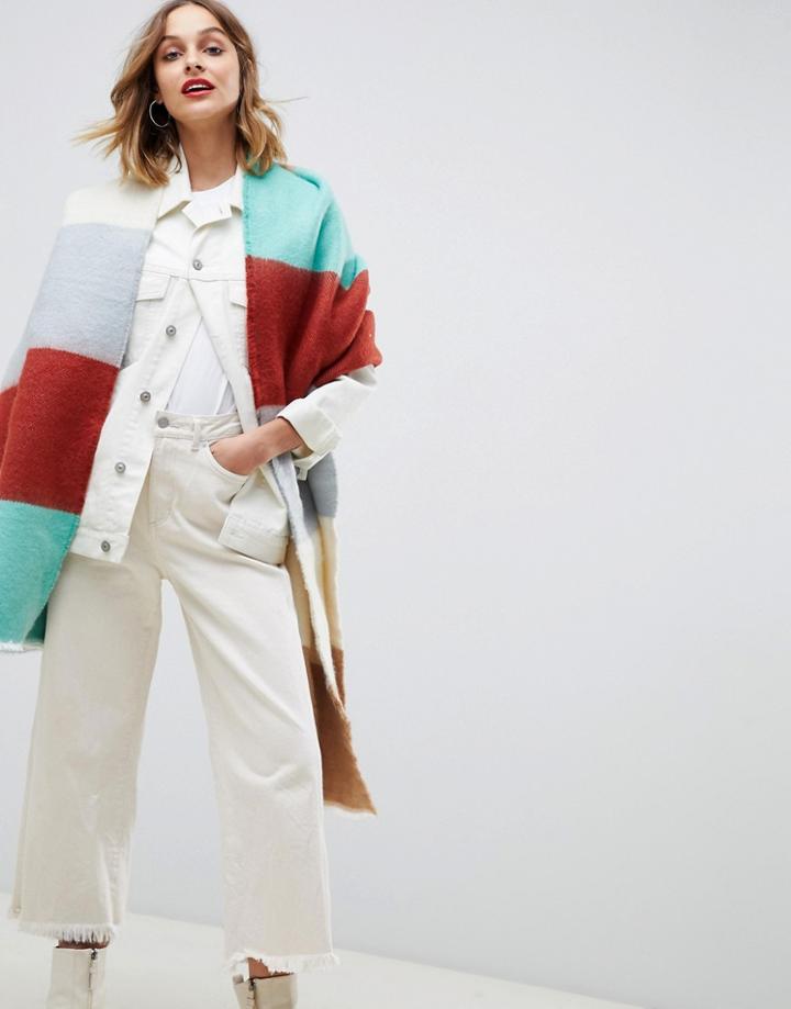 Asos Design Oversized Long Multi Block Stripe Scarf - Multi