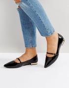 Head Over Heels Hallet Black Patent Pointed Flat Shoes - Black