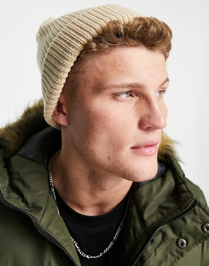New Look Fisherman Beanie In Stone-neutral