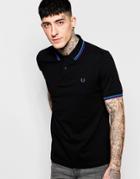Fred Perry Polo Shirt With Tipping Slim Fit - Black