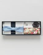 Peter Werth Bow Tie Pocket Square & Boutoninere - Blue