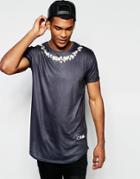 Siksilk Longline T-shirt With Daisy Chain Print - Black