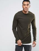 Asos Muscle Longline Sweatshirt - Green
