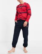 Tommy Hilfiger Lounge Sweatpants Towelling With Small Tennis Logo In Navy