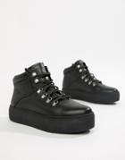 Vagabond Jessie Black Leather Hiker Boots With Warm Lining