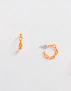 Asos Design Hoop Earrings In Neon Chain - Orange