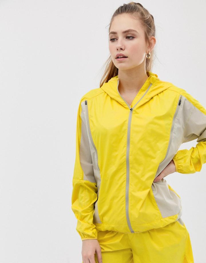 Asos 4505 Running Jacket With Zip Detail Stone And Yellow - Yellow