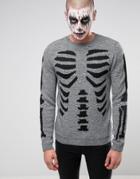 Asos Halloween Sweater With Skeleton Body - Gray