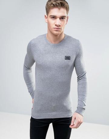 Born Rich Crew Neck Knitted Sweater - Gray