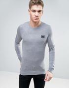 Born Rich Crew Neck Knitted Sweater - Gray