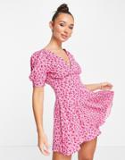 Topshop Micro Rose Mini Tea Dress In Pink