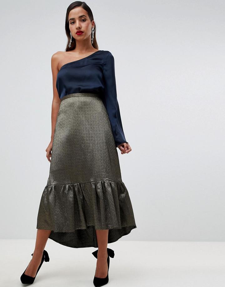 Closet London Frill High Low Skirt - Gold