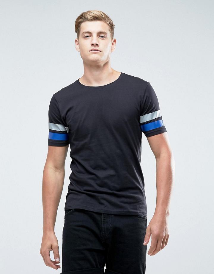 Only & Sons T-shirt With Multi Arm Stripe - Black