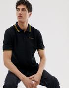 Ben Sherman Tipped Pique Polo Shirt-black