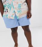Asos Design Plus Swim Shorts In Light Blue Short Length
