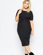 Asos Curve Bodycon Dress With Twist Front In Rib - Black