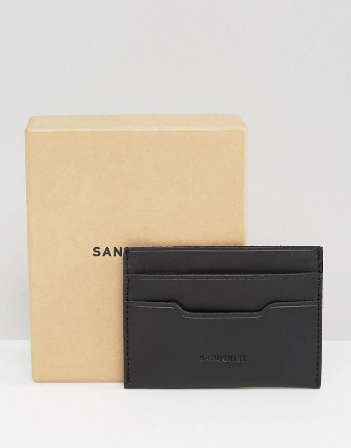 Sandqvist Buck Leather Cardholder In Black - Black