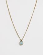 Dyrberg Kern Gold Necklace With Light Green Stone Pendant - Green
