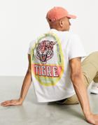 Asos Design Relaxed T-shirt With Tiger Print In White