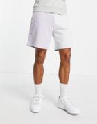 Asos Design Slim Jersey Shorts In Pastel Color Block - Part Of A Set-purple