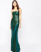 City Goddess Luxe Bandeau Sequin Maxi Dress With Mesh Insert Panels -