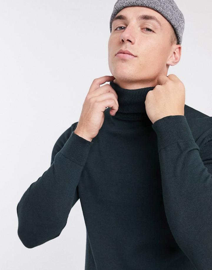 Brave Soul High Neck Sweater In Bottle Green