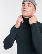 Brave Soul High Neck Sweater In Bottle Green